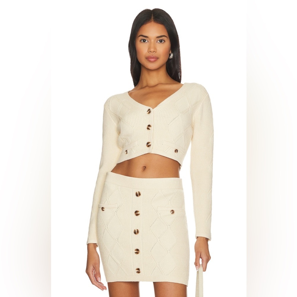 NWT Revolve Central Park West Bella Cable Cardigan in bone size XS